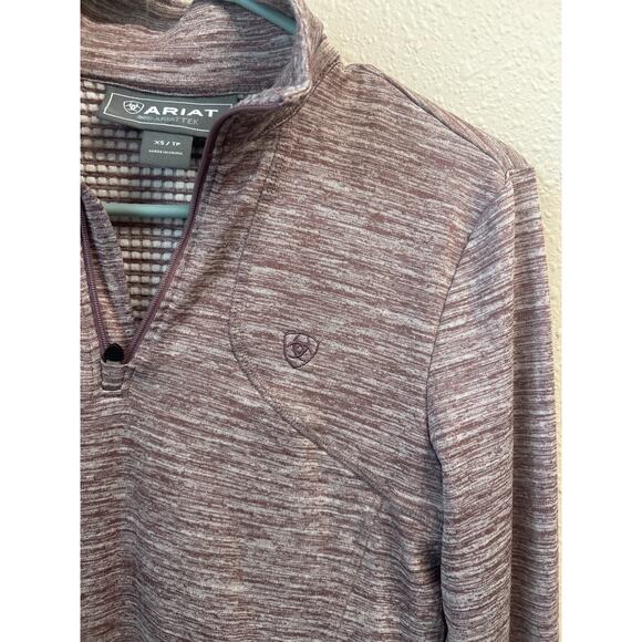 ARIAT Gridwork 1/4 Zip Baselayer Women's Long Sleeve Maroon top Size XS outdoor - Picture 3 of 12